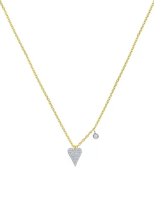 Two-Tone 14K Gold & 0.1 TCW Diamond Heart Pendant Necklace