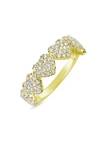 14K Yellow Gold & 0.62 TCW Diamonds Hearts Ring