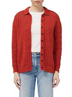 Adrienne Pointelle Cotton-Blend Cardigan