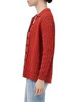 Adrienne Pointelle Cotton-Blend Cardigan