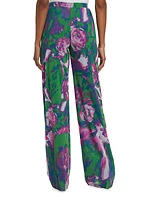 WNDRLUST Dev Floral Tulle Straight-Leg Pants