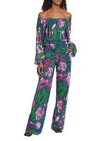 WNDRLUST Dev Floral Tulle Straight-Leg Pants