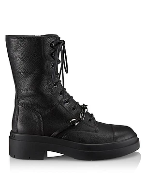 Nari Grainy Leather Lace-Up Boots