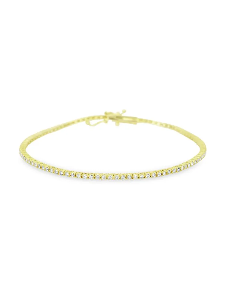 14K Yellow Gold & 1 TCW Diamond Tennis Bracelet