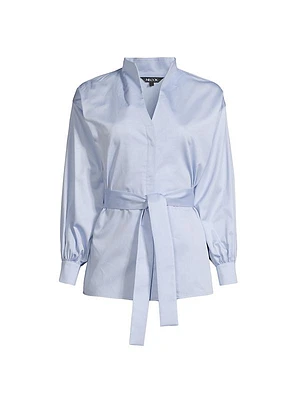 Belted Cotton Poplin Top