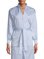 Belted Cotton Poplin Top