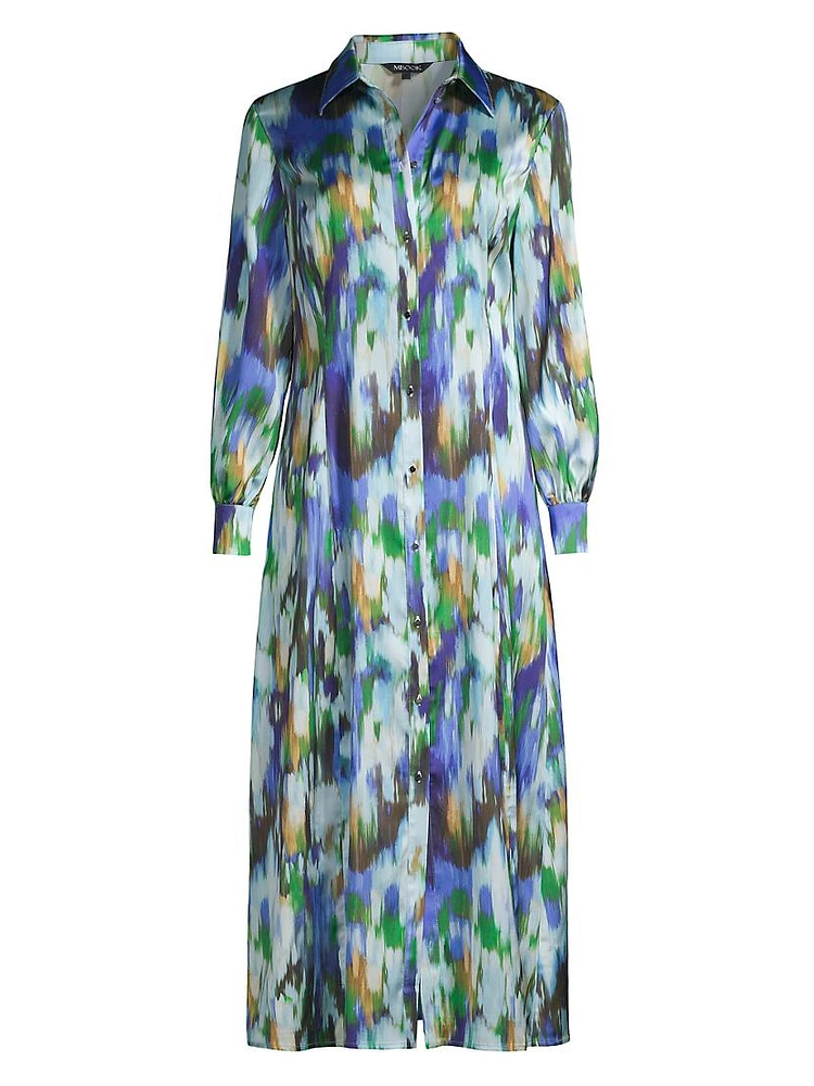 Watercolor-Print Shirtdress