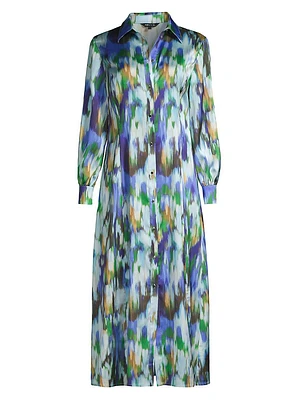 Watercolor-Print Shirtdress