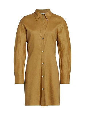 Tie-Back Linen Shirtdress