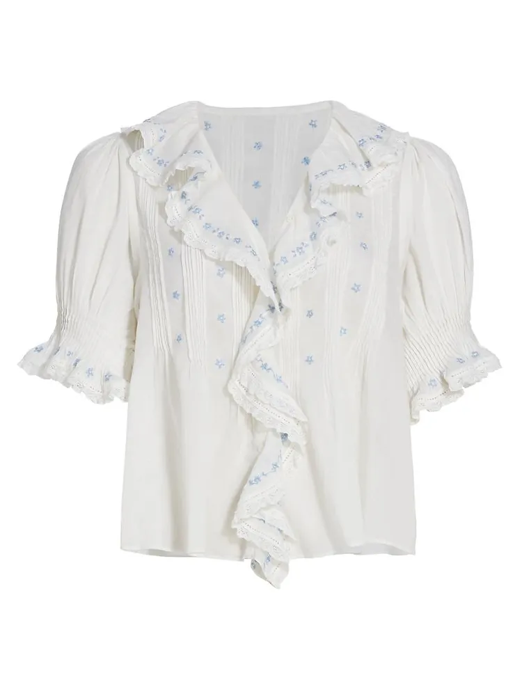 Hettie Embroidered Ruffled Top