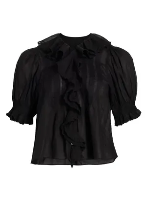 Henri Ruffled Puff-Sleeve Top