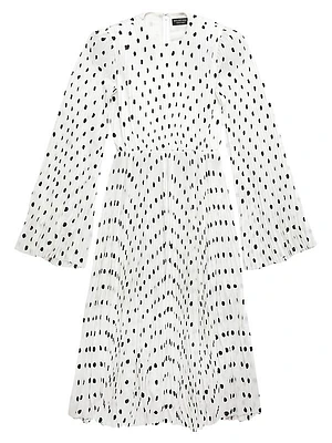 Hand Drawn Polka Dot Pleated Dress