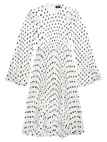 Hand Drawn Polka Dot Pleated Dress