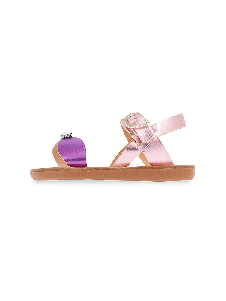 Little Girl's & Poppy Metallic Soft Leather Sandals