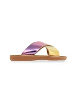 Little Girl's & Thais Metallic Soft Leather Sandals