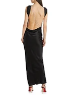 Pierre Silk Satin Cowl Back Gown