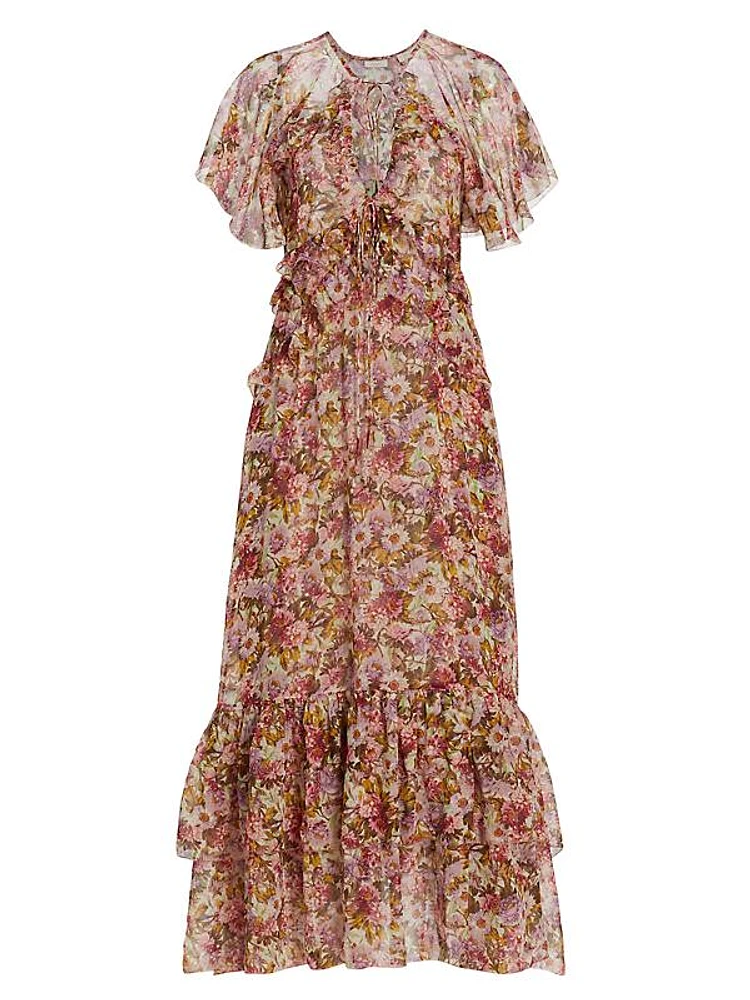 Antoinette Floral Silk Maxi Dress