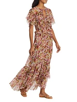 Antoinette Floral Silk Maxi Dress