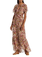 Antoinette Floral Silk Maxi Dress