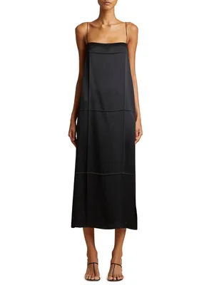 Sicily Pleated Silk Midi-Dress