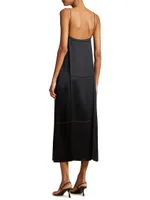 Sicily Pleated Silk Midi-Dress