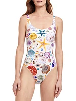 White Sands Round Neck One-Piece Swimsuit