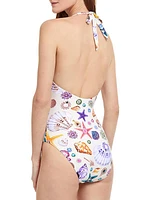 White Sands Round Neck One-Piece Swimsuit