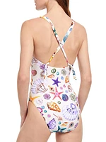 White Sands Round Neck One-Piece Swimsuit