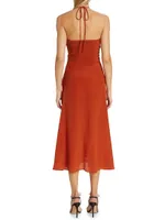 Cachi Toribia Ruched Silk Midi-Dress