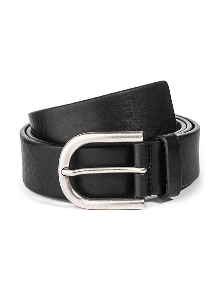 Oval Buckle Leather Belt