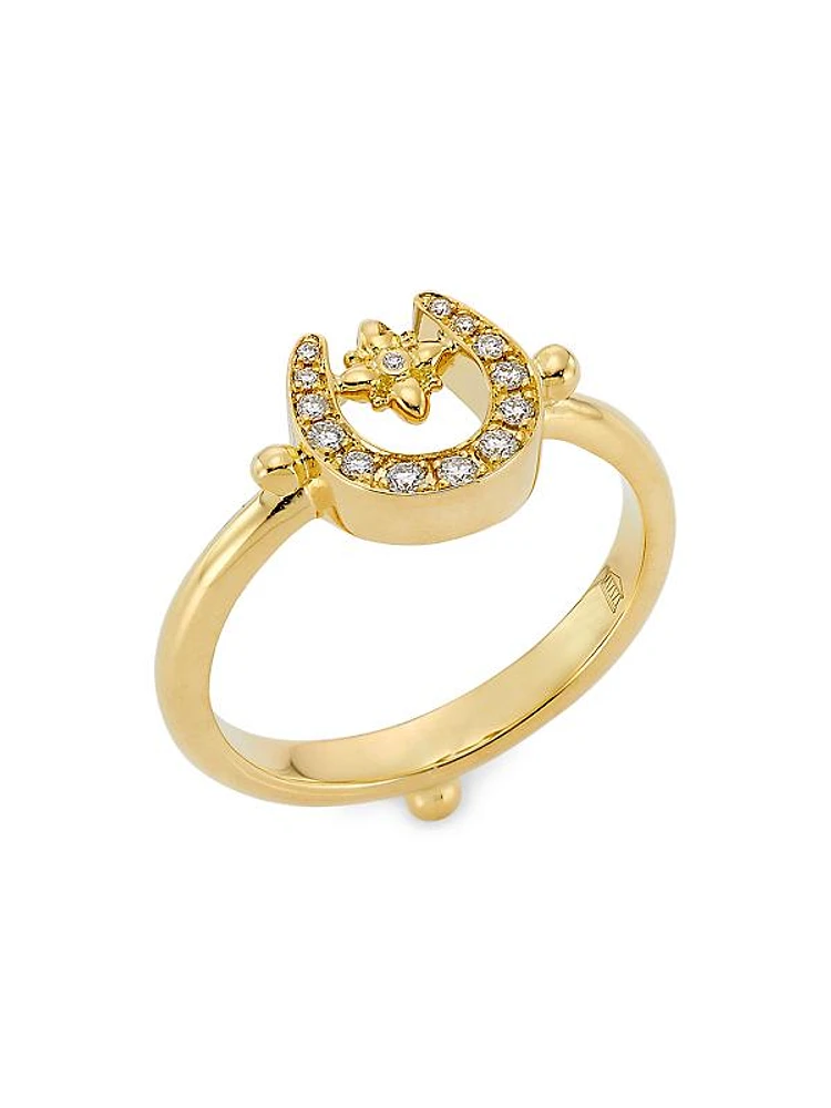 Celestial 18K Yellow Gold & 0.12 TCW Diamond Mini Horseshoe Ring