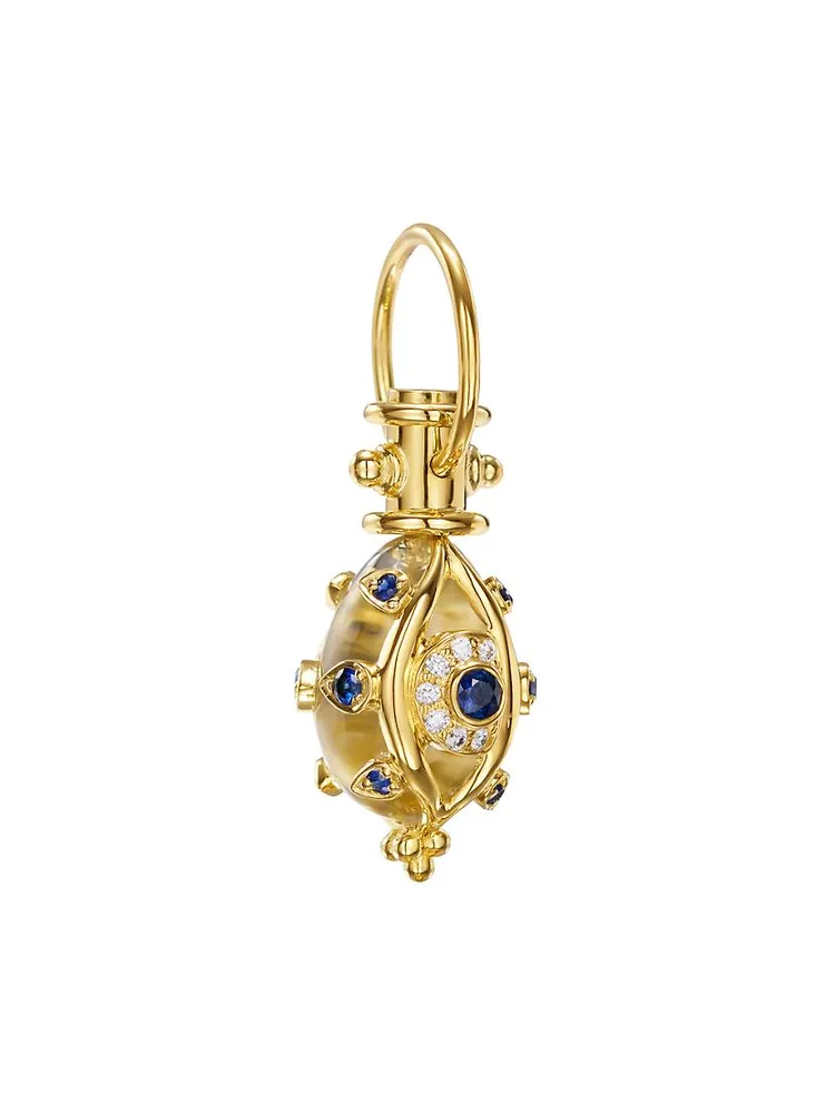 Sacred Evil Eyelash 18K Yellow Gold & Multi-Stone Amulet