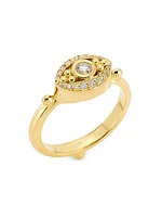 Sacred 18K Yellow Gold & 0.21 TCW Diamond Mini Evil Eye Ring