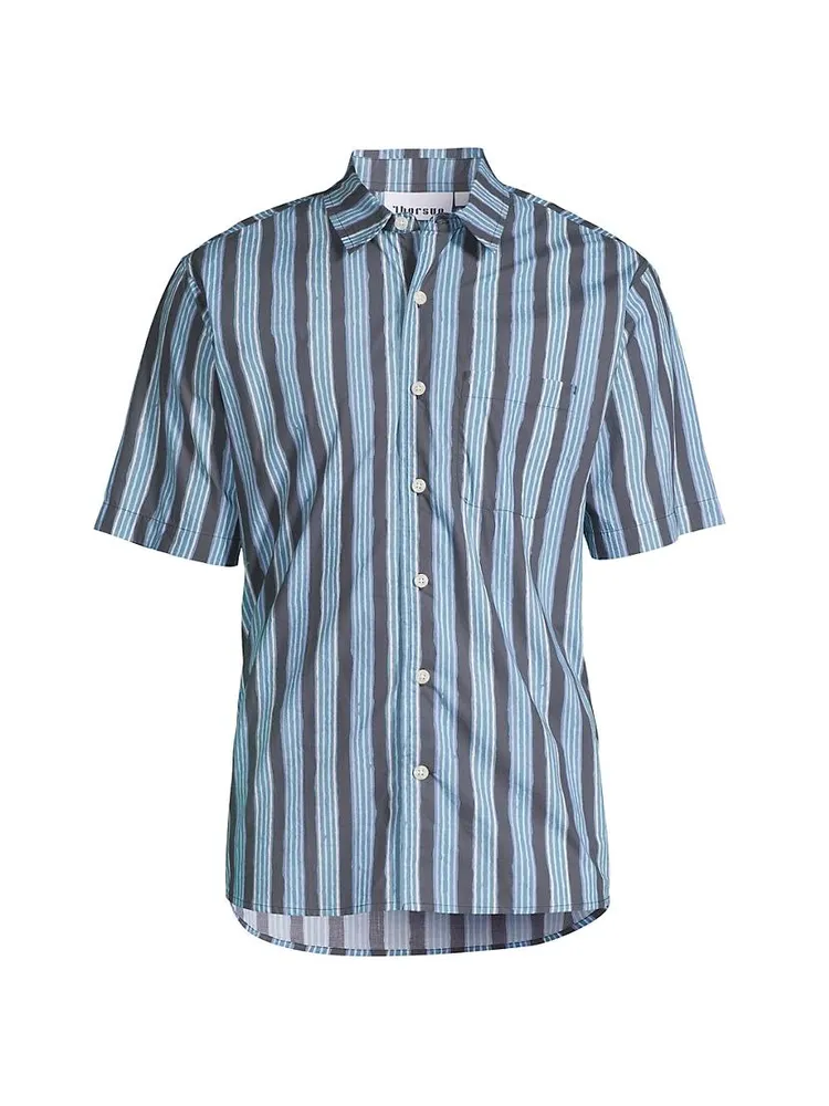 Blurry Stripes Printed Cotton Shirt