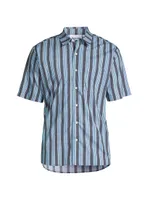 Blurry Stripes Printed Cotton Shirt