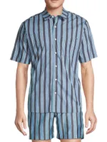 Blurry Stripes Printed Cotton Shirt