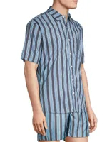 Blurry Stripes Printed Cotton Shirt