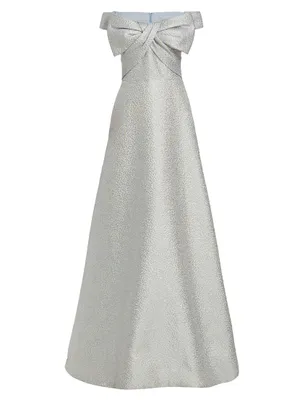 Metallic Bow A-Line Gown