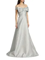 Metallic Bow A-Line Gown