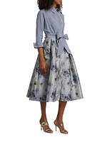 Floral Jacquard Cocktail Shirtdress