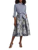 Floral Jacquard Cocktail Shirtdress