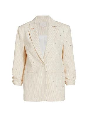 Khloe Rhinestone Seersucker Blazer