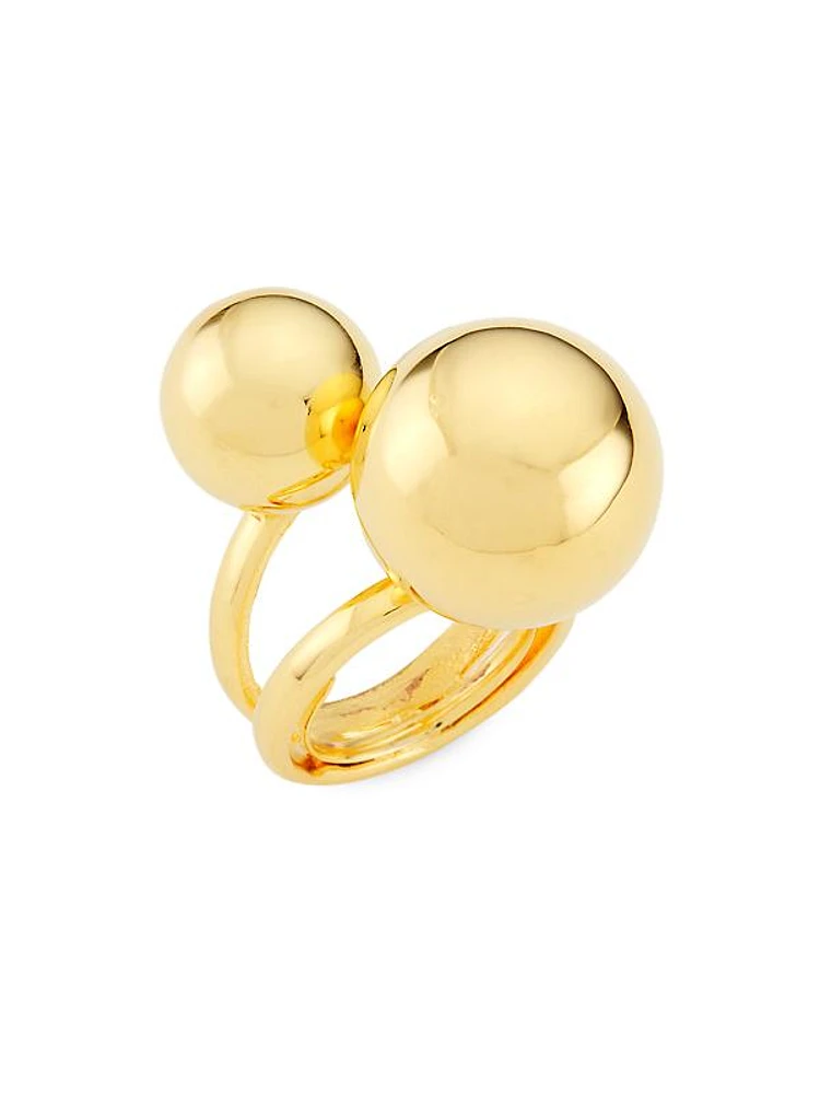 22K-Gold-Plated Double-Sphere Ring