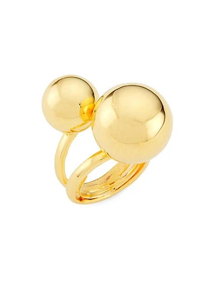 22K-Gold-Plated Double-Sphere Ring