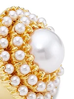 22K Gold-Plated & Faux Pearls Ring