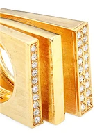 3-piece 22K Gold-Plated & Glass Crystal Ring Set