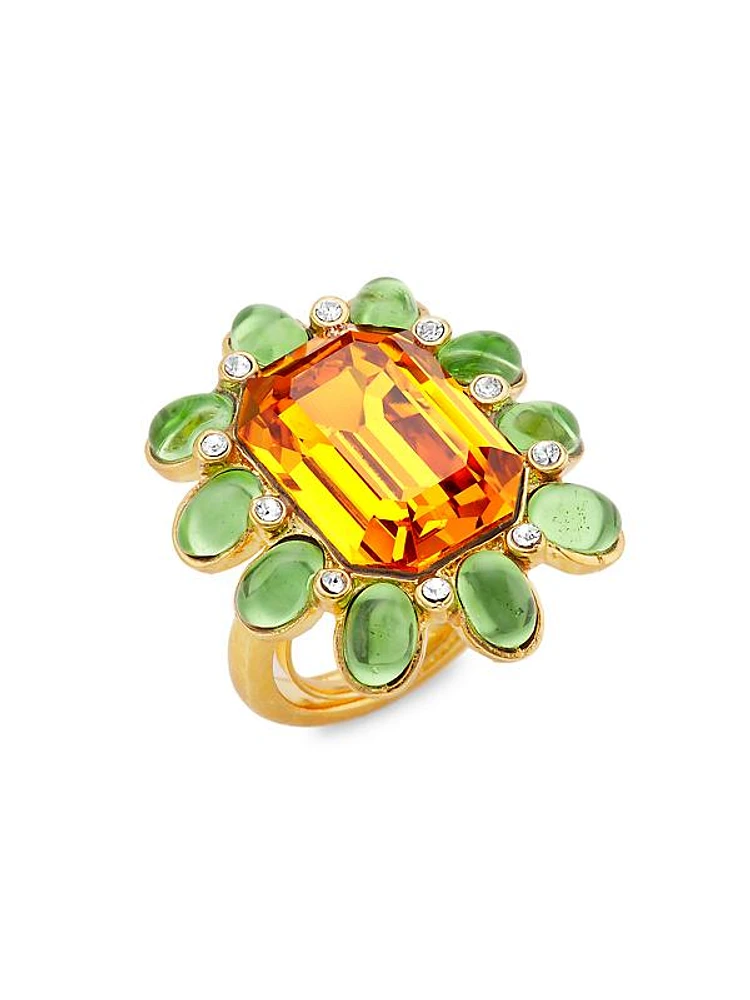 22K Gold-Plated, Glass Crystal & Faux Multi-Gemstone Ring