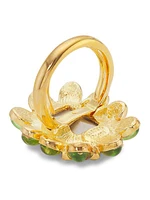 22K Gold-Plated, Glass Crystal & Faux Multi-Gemstone Ring