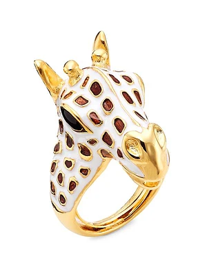 22K-Gold-Plated & Enamel Giraffe Head Ring