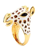 22K-Gold-Plated & Enamel Giraffe Head Ring